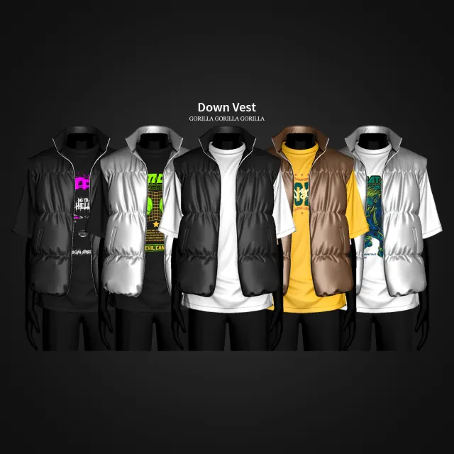 Vista previa de Down Vest, crear un sim de gorillax3-cc para Los Sims 4.