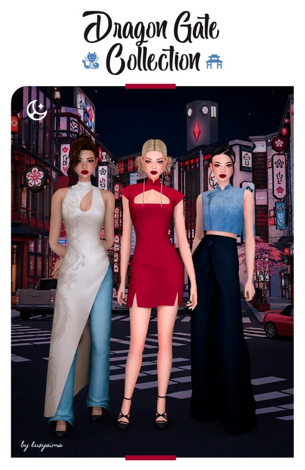 Vista previa de Dragon Gate colección - Free Access, ropa de luxysims para Los Sims 4.