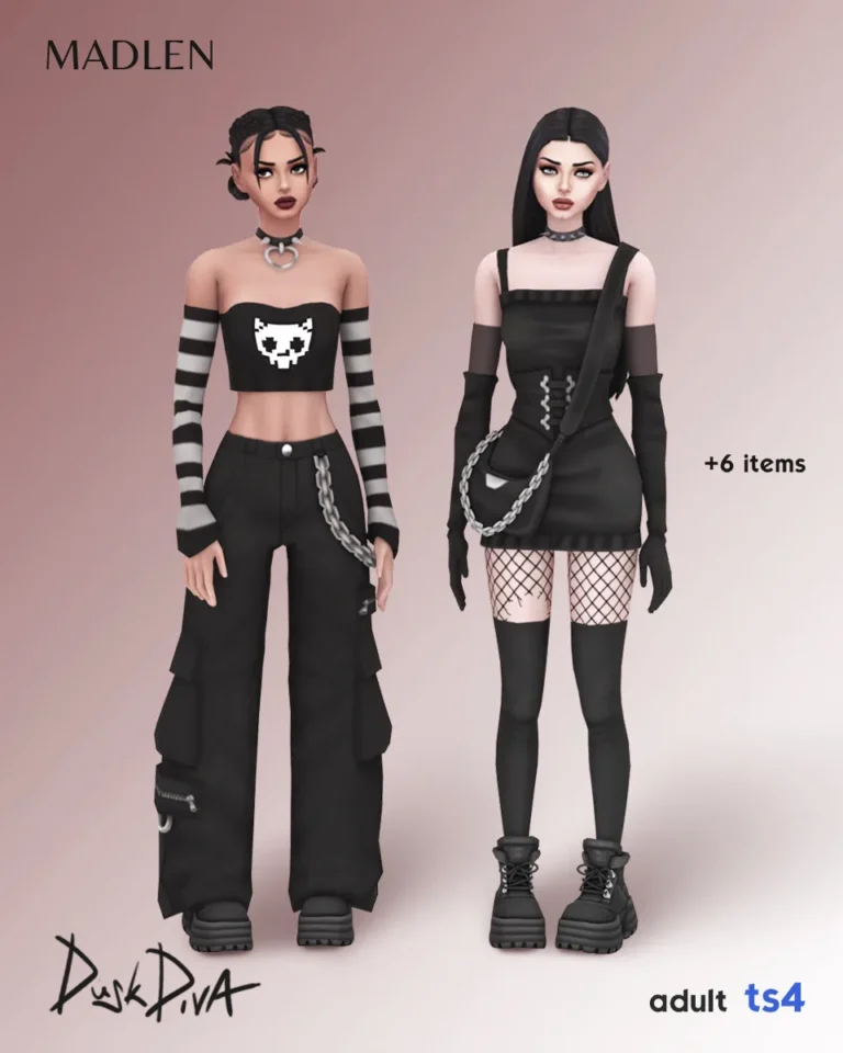 Vista previa de Dusk diva colección embrace the enchanting allure, ropa de madlensims para Los Sims 4.