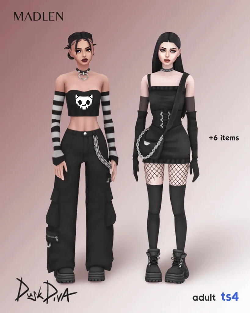 Vista previa de Dusk diva colección embrace the enchanting allure, ropa de madlensims para Los Sims 4.