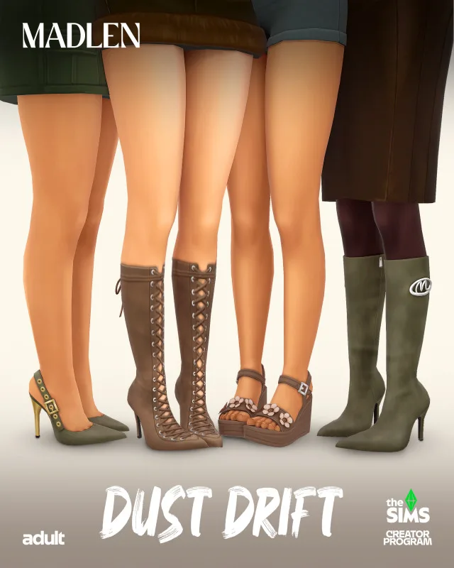 Vista previa de Dust drift set tough textures fierce, zapatos de madlensims para Los Sims 4.
