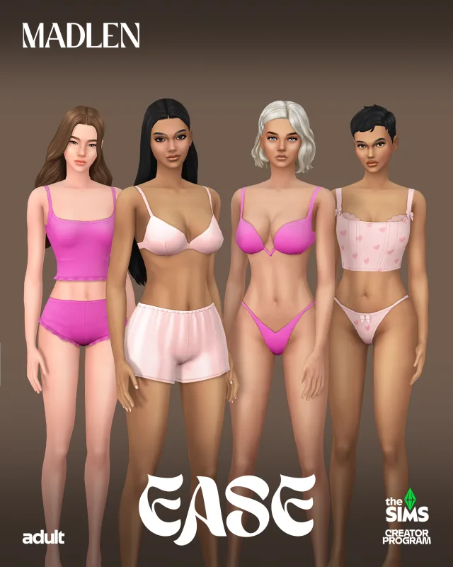 Vista previa de Ease set from effortless silk to delicate lace, crear un sim de madlensims para Los Sims 4.
