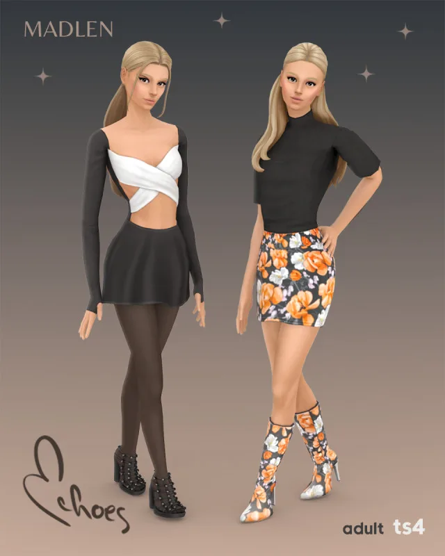 Vista previa de Echoes set inspired by arianas recent videos, zapatos de madlensims para Los Sims 4.