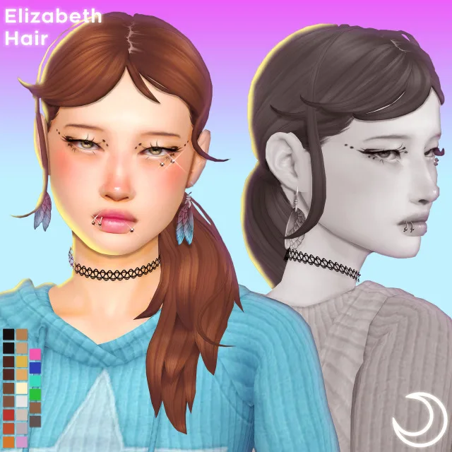 Vista previa de ELIZABETH cabello BY IMVIKAI, cabello de imvikai para Los Sims 4.