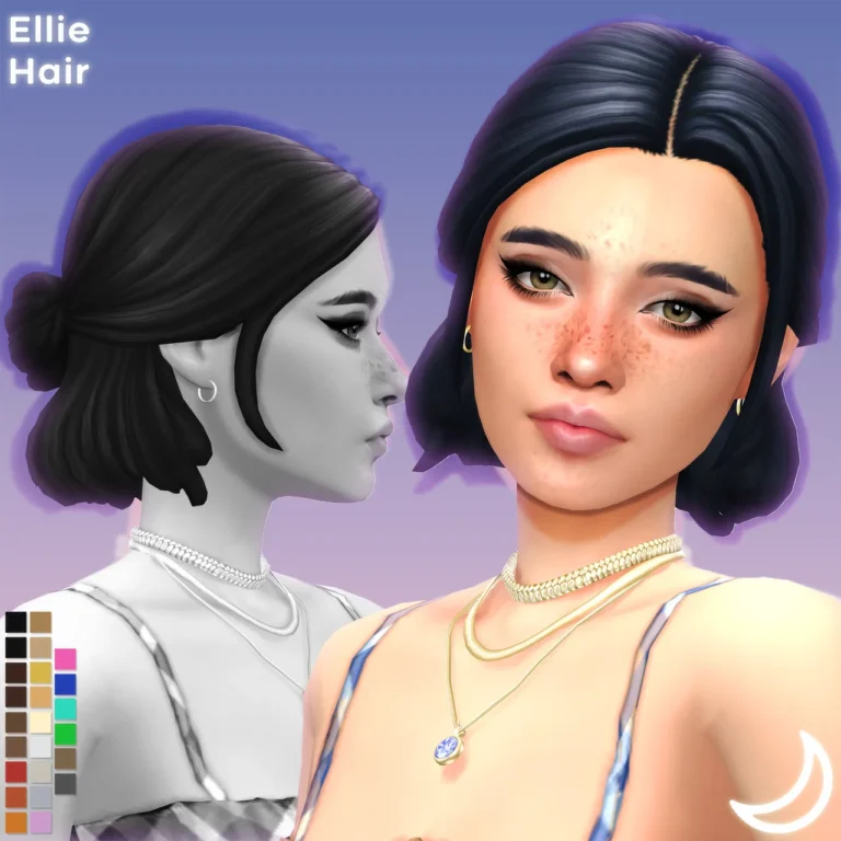 Vista previa de ELLIE cabello BY IMVIKAI, cabello de imvikai para Los Sims 4.