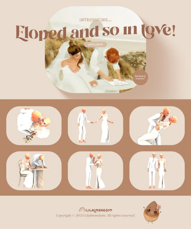 Vista previa de Eloped and so in love! β ππππ ππππ, poses de lilalmondsim para Los Sims 4.