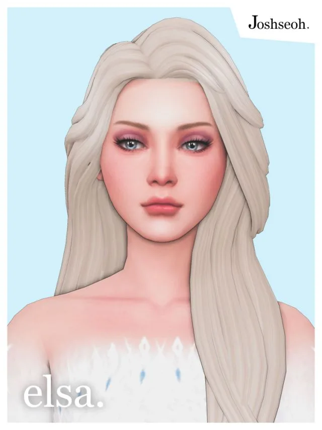 Vista previa de Elsa cabello (cabello Commissions), cabello de joshseoh para Los Sims 4.