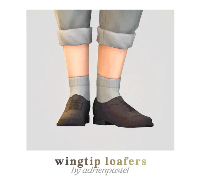 Vista previa de EP02 Wingtip Loafers, Zipper Boots & Metal Sneakers (Kids conversiones), zapatos de its-adrienpastel para Los Sims 4.