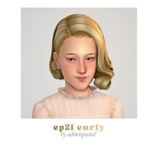 Vista previa de EP21 Curly Short cabello (Kids conversiones), cabello de its-adrienpastel para Los Sims 4.