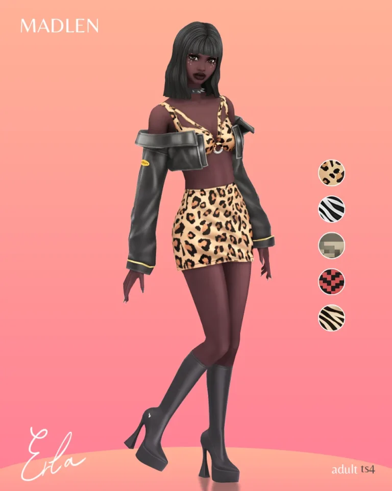 Vista previa de Erla conjunto bundle this conjunto features a crop, ropa de madlensims para Los Sims 4.