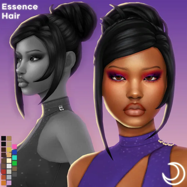 Vista previa de ESSENCE cabello BY IMVIKAI, cabello de imvikai para Los Sims 4.