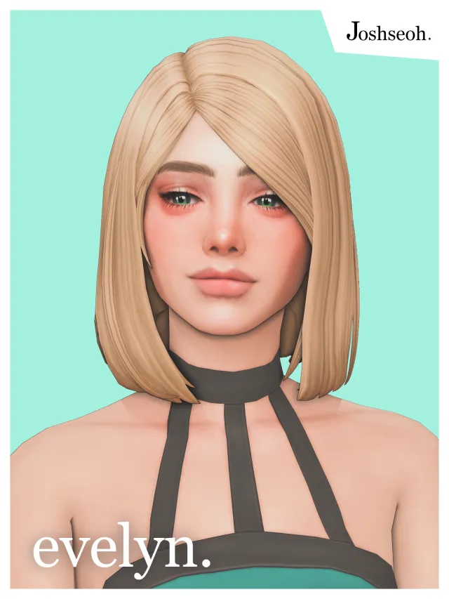 Vista previa de Evelyn cabello (cabello Commissions), cabello de joshseoh para Los Sims 4.