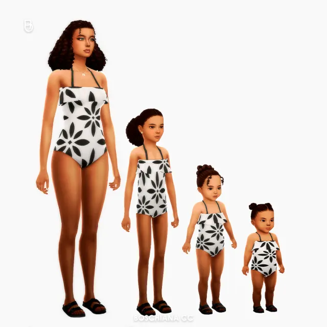 Vista previa de FAMILY SWIMSUITS 🏽🏽🏽🏽, cabello de boschianacc para Los Sims 4.