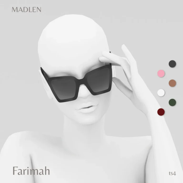 Vista previa de Farimah sunglasses fancy cat eye sunglasses, mascotas de madlensims para Los Sims 4.