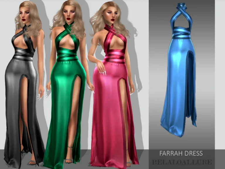 Vista previa de Farrah vestido, ropa de belaloallure3 para Los Sims 4.