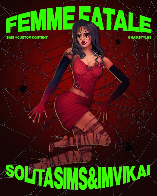 Vista previa de FEMME FATALE - IMVIKAI & SOLITASIMS (5 ITEMS), crear un sim de imvikai para Los Sims 4.