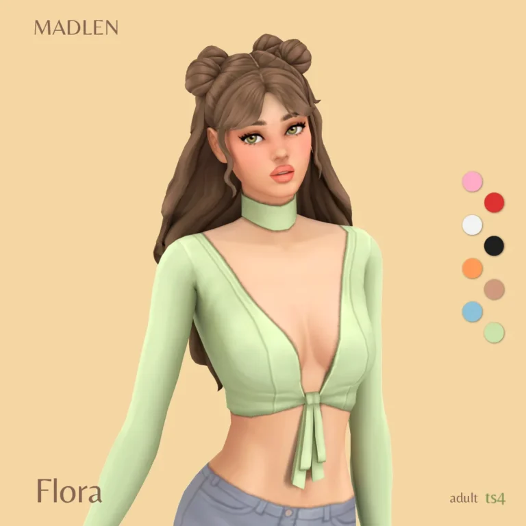 Vista previa de Flora top sun is rising time for something, ropa de madlensims para Los Sims 4.
