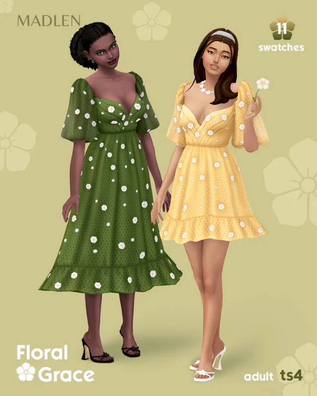 Vista previa de Floral grace set straight from a blossoming, ropa de madlensims para Los Sims 4.
