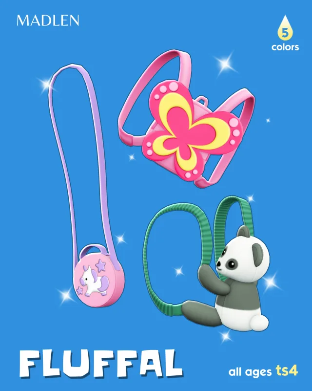 Vista previa de Fluffal backpack set i was inspired by those, accesorios de madlensims para Los Sims 4.