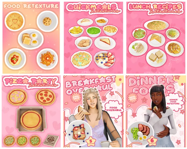 Vista previa de Food Retexture Update, mods de apricotrush para Los Sims 4.