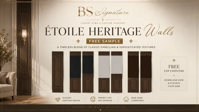 Vista previa de FREE SAMPLE - Étoile Heritage Walls, construir y comprar de bs-signature para Los Sims 4.