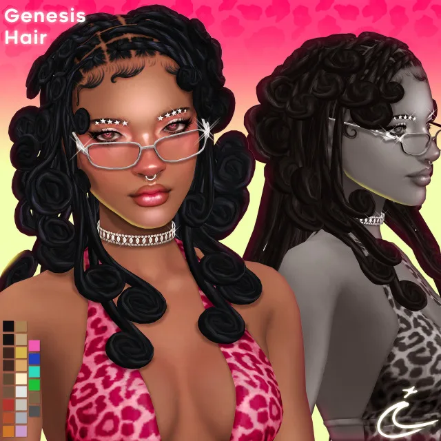 Vista previa de GENESIS cabello BY IMVIKAI, cabello de imvikai para Los Sims 4.