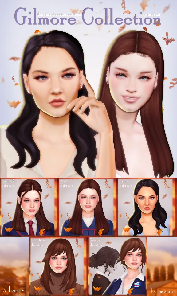 Vista previa de GILMORE colección BY IMVIKAI - 5 ITEMS, crear un sim de imvikai para Los Sims 4.