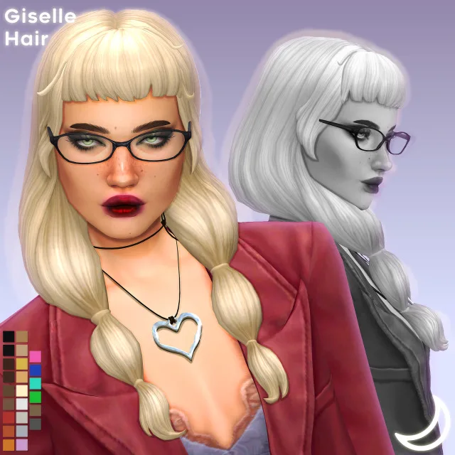 Vista previa de GISELLE cabello BY IMVIKAI, cabello de imvikai para Los Sims 4.