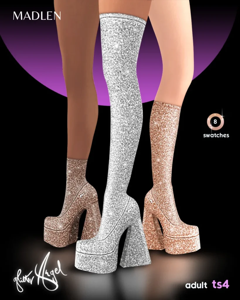 Vista previa de Glitter angel who says you cant have too much, zapatos de madlensims para Los Sims 4.