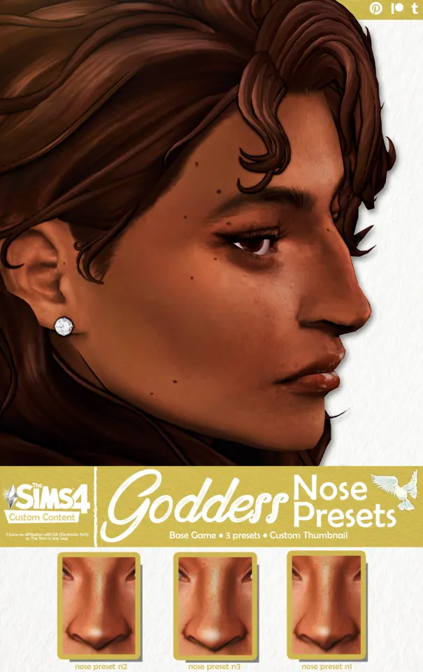 Vista previa de Goddess Nose Presets, genética de dhreamcc para Los Sims 4.