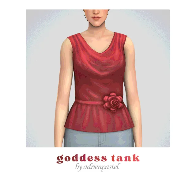 Vista previa de Goddess Tank Blouse, ropa de its-adrienpastel para Los Sims 4.