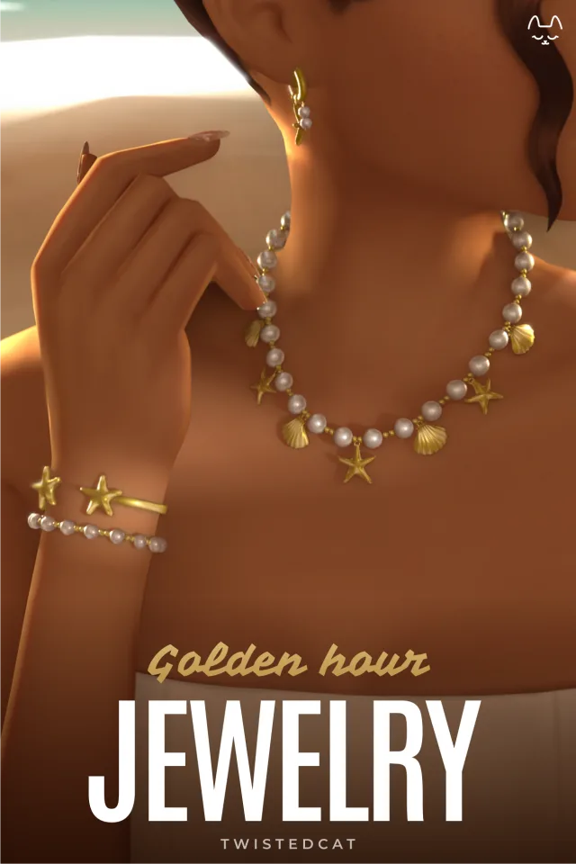 Vista previa de Golden Hour Jewelry Set, accesorios de twisted-cat para Los Sims 4.