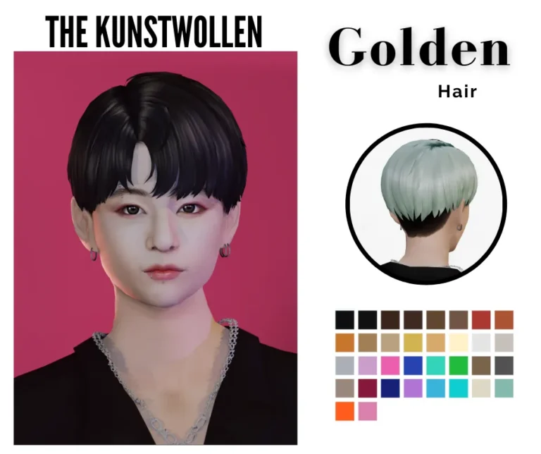 Vista previa de Golden maknae cabello hello today i want to share, cabello de thekunstwollen para Los Sims 4.