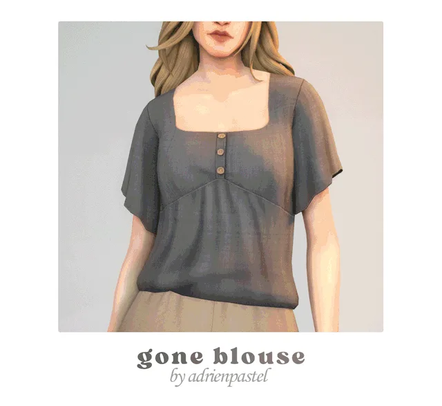 Vista previa de Gone Blouse, ropa de its-adrienpastel para Los Sims 4.