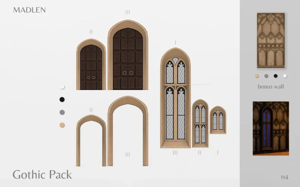 Vista previa de Gothic build pack ive been playing with, crear un sim de madlensims para Los Sims 4.