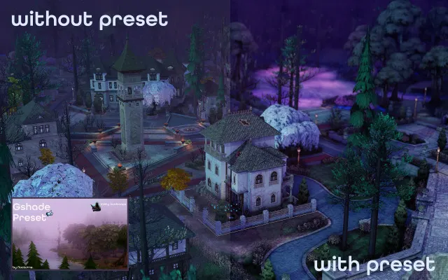 Vista previa de Gshade Preset | Misty Landscape, genética de nocturne-vi para Los Sims 4.