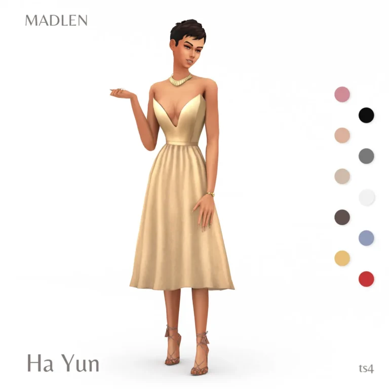 Vista previa de Ha yun vestido a bit formal accentuates the curves, ropa de madlensims para Los Sims 4.