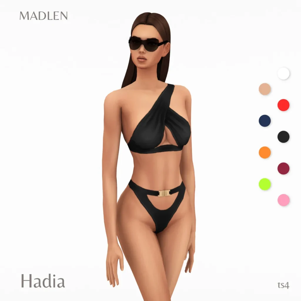 Vista previa de Hadia swimsuit get ready for the beach extra, ropa de madlensims para Los Sims 4.