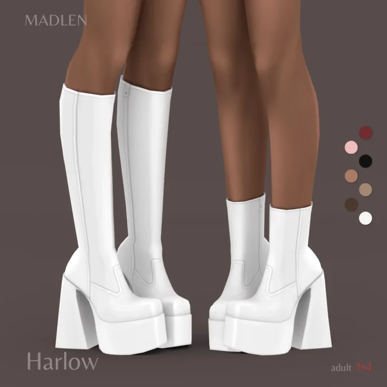 Vista previa de Harlow boots give your simmies an edgy touch with, zapatos de madlensims para Los Sims 4.