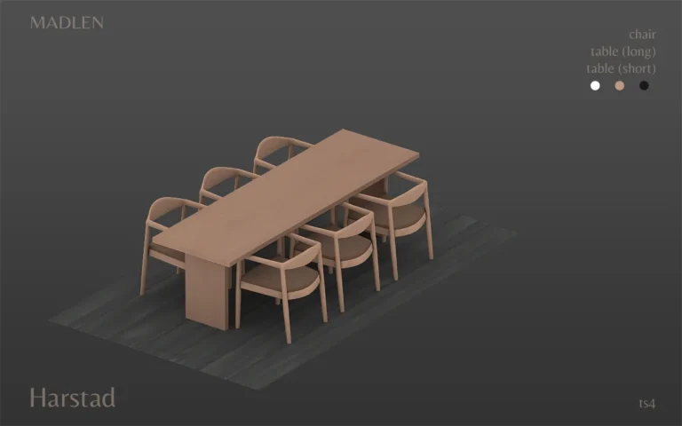 Vista previa de Harstad dining set new dining set for your, muebles de madlensims para Los Sims 4.