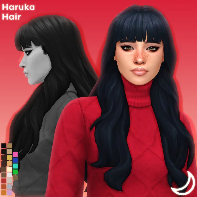 Vista previa de HARUKA cabello BY IMVIKAI, cabello de imvikai para Los Sims 4.