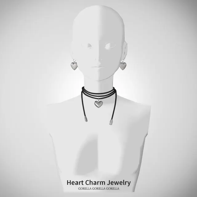 Vista previa de Heart Charm Jewelry Set, accesorios de gorillax3-cc para Los Sims 4.
