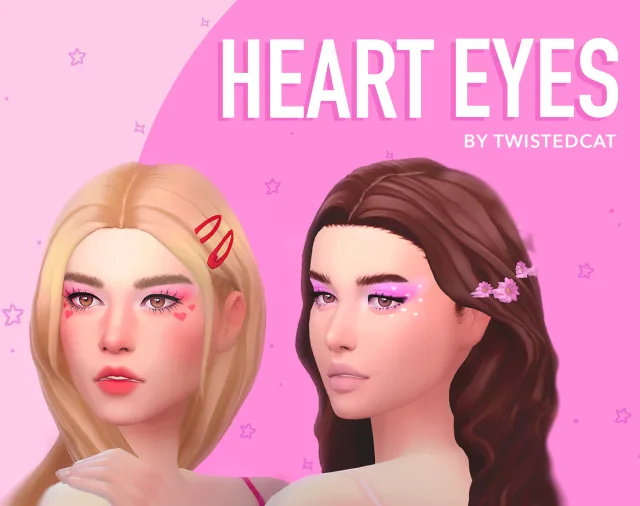 Vista previa de HEART EYES - sombra de ojos SET, maquillaje de twisted-cat para Los Sims 4.