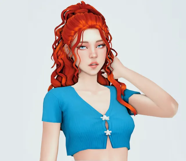 Vista previa de Hello im so happy to finally share something, cabello de thekunstwollen para Los Sims 4.