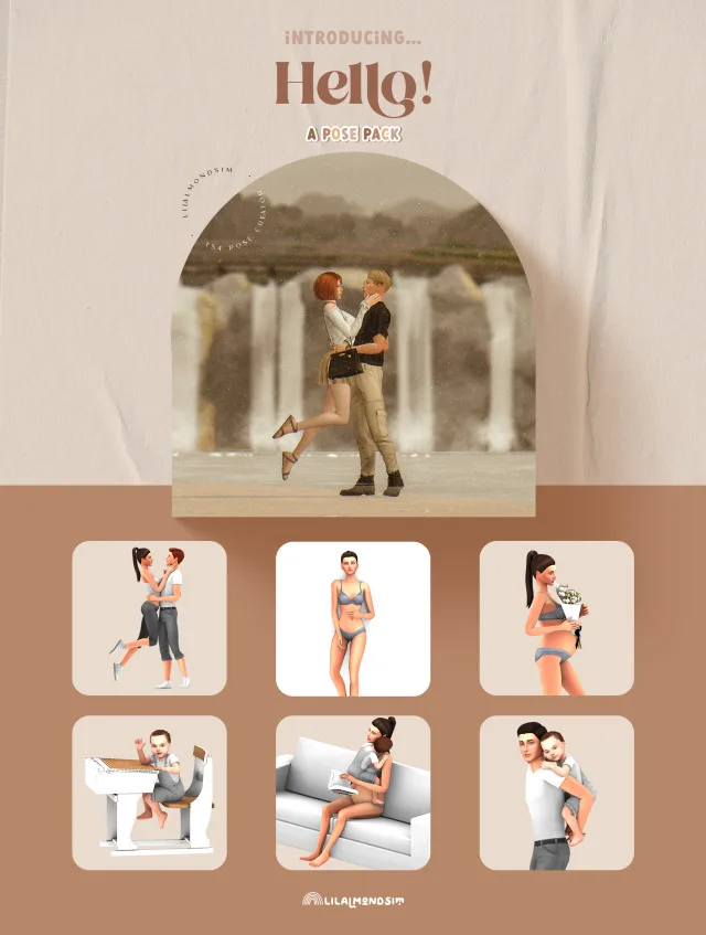 Vista previa de Hello! β ππππ ππππ, poses de lilalmondsim para Los Sims 4.
