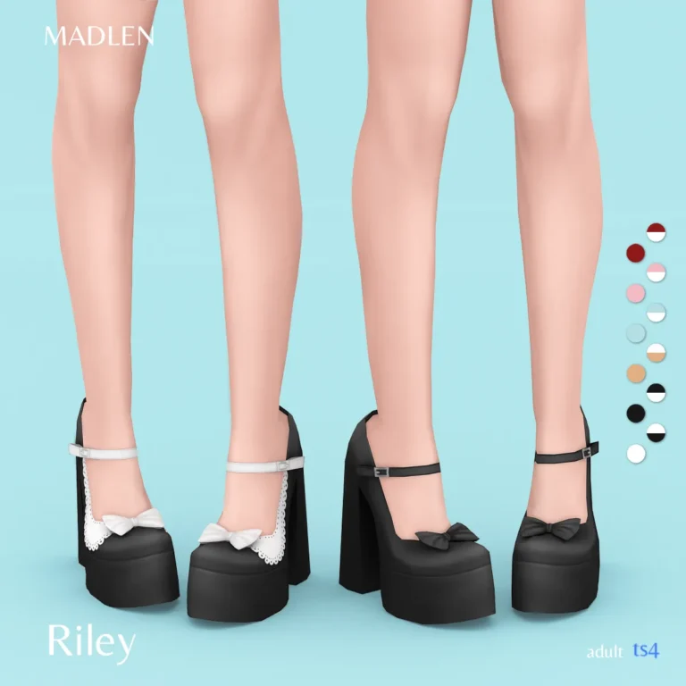 Vista previa de High platform pumps featuring a round toe and a, zapatos de madlensims para Los Sims 4.