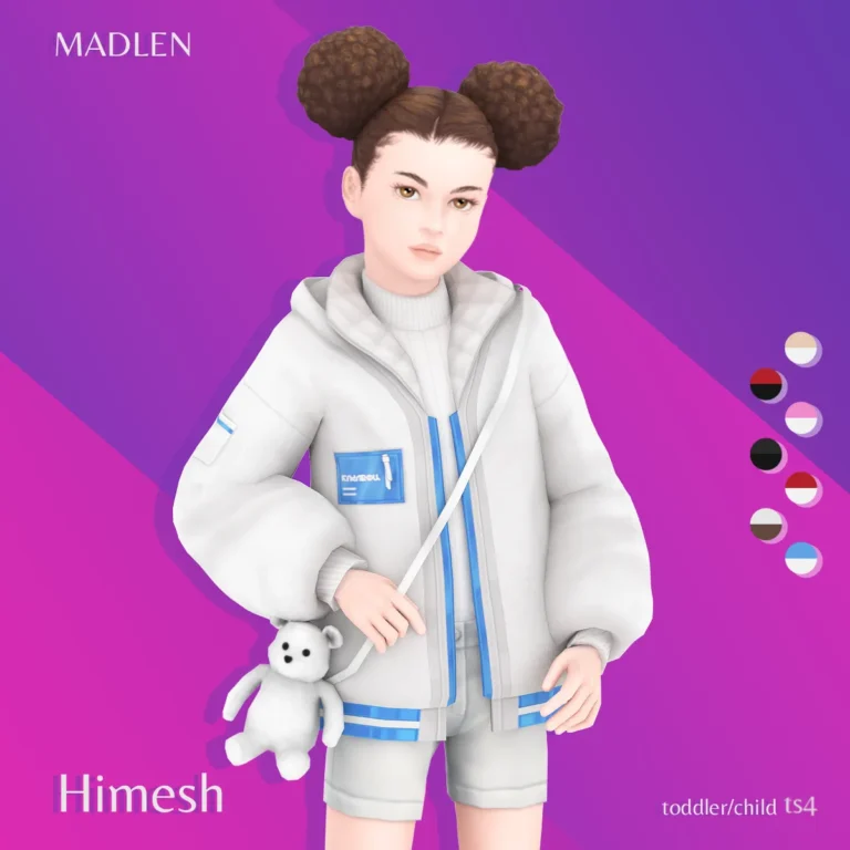 Vista previa de Himesh jacket bag 90s inspired oversized jacket, ropa de madlensims para Los Sims 4.