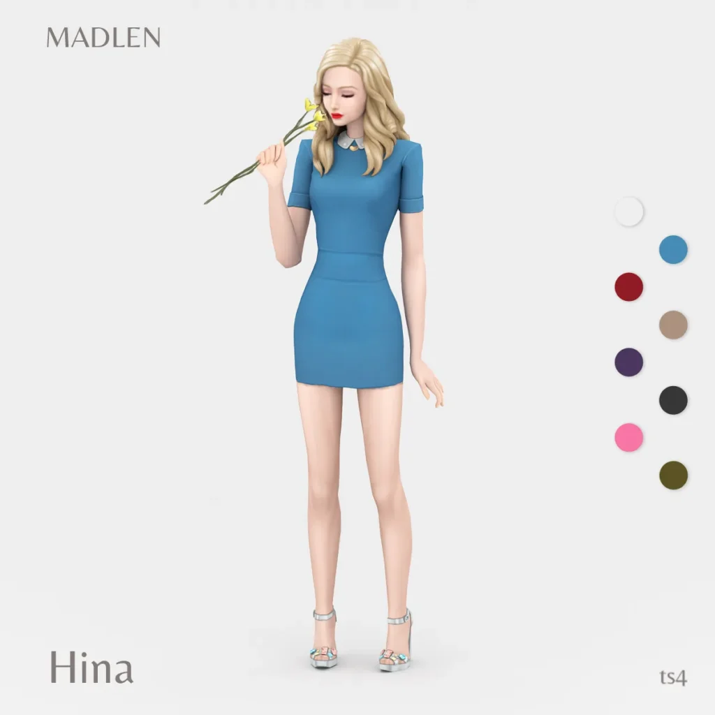 Vista previa de Hina conjunto cute little collar vestido and a pair, ropa de madlensims para Los Sims 4.