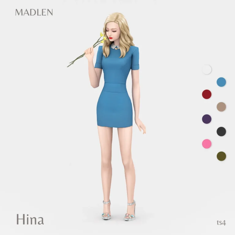 Vista previa de Hina conjunto cute little collar vestido and a pair, ropa de madlensims para Los Sims 4.