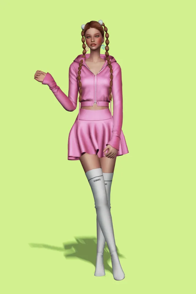 Vista previa de Hoodie & falda Co-ord Set, ropa de gorillax3-cc para Los Sims 4.